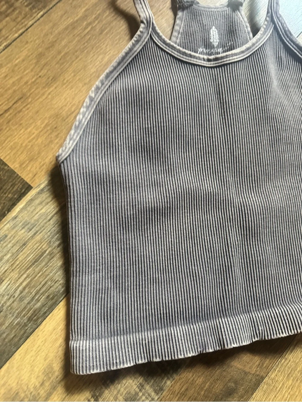 FP Movement Ribbed Cropped Tank Top in Taupey Gray - Picture 2 of 5